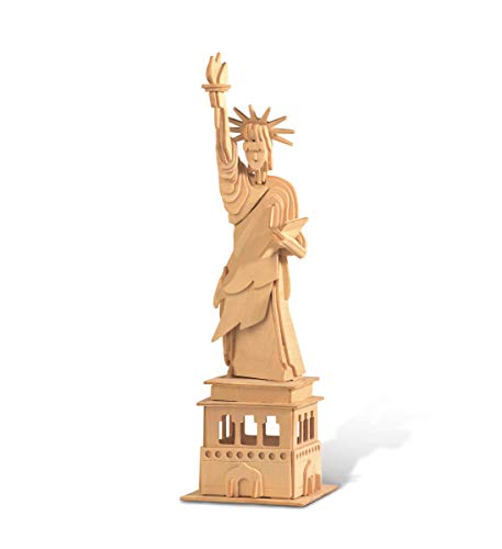 Puzzled 3D Puzzle The Statue of Liberty Wood Craft Construction Model Kit, Educational DIY Wooden Toy Assemble Model Unfinished Crafting Hobby Puzzle - WoodArtSupply