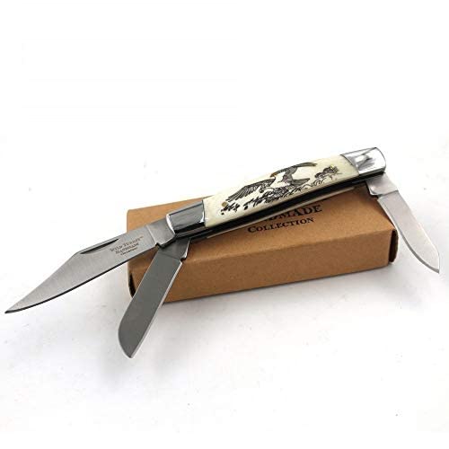 Wild Turkey Handmade Gentleman's 3 Blade Manual Folding Pocket Collectors-Knife EDC Slim-Sleek Design (Eagle) Wild Turkey Handmade
