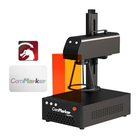 ComMarker B4 60W JPT Mopa Fiber Laser Engraving Machine,Support Lightburn Laser Engraver with 2Lens and L Protective shield,2in1 Desktop Handheld ComMarker