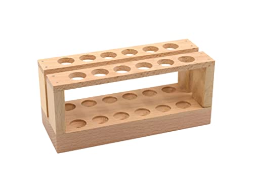 EISCO Wooden Test Tube Rack - Holds 12 x 15mm Diameter Tubes - 6" Wide, 2.7" Tall - Economy Unfinished Hardwood Construction Labs - WoodArtSupply