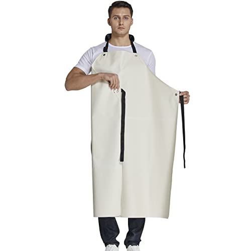 RECECASA Rubber Waterproof Apron Butcher Heavy Duty -Oil Chemical Resistant Thick Work Safety Gardening Aprons - Best for Cleaning Fish, Dog RECECASA