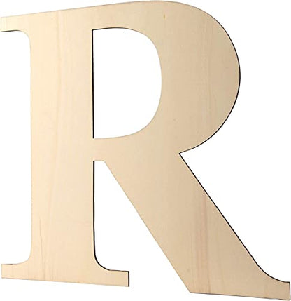 Y8HM 14Inch/35cm Large Wooden Letters R, 0.2Inch/0.5cm Thick Blank Unfinished Wooden Signs for DIY Crafts Decor, Birthday, Parties, Wedding,
