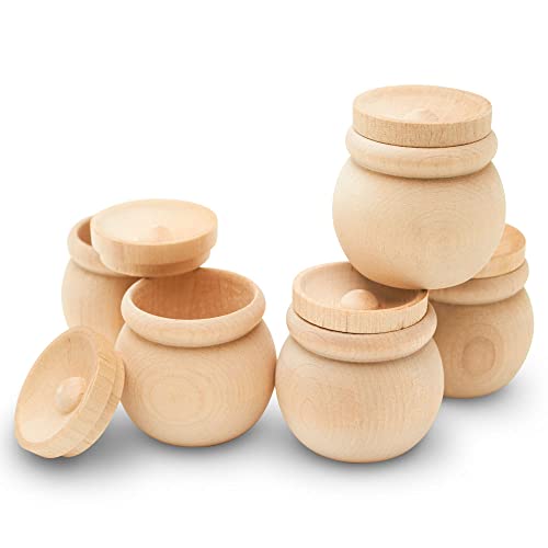 Woodpeckers Bean Pot Wood Trinket Box 2-inch x 2-1/4-inch, Pack of 3 DIY Memory Box, Craft Wood Box Unfinished to Paint for Decor - WoodArtSupply