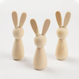 Abaodam Wood Peg Dolls 6Pcs Unfinished Wooden Bunny Rabbit Figurines to Paint DIY Wood Rabbit Ornaments Crafts Toys Rabbit Peg Doll Figure Desktop Abaodam