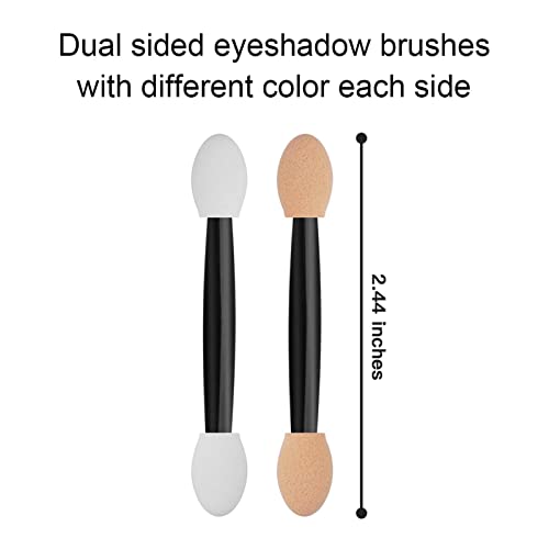 Cuttte 120PCS Disposable Dual Sides Eye Shadow Sponge Applicators with Container, 2.44' Length Eyeshadow Brushes Makeup Applicator Cuttte