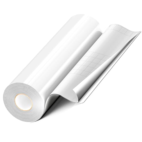 White Permanent Vinyl Roll Compatible with Cricut Silhouette, EPRCUT 12" x 50 FT Adhesive Vinyl for All Cutting Machine Cutters, Glossy Vinyl, EPRCUT
