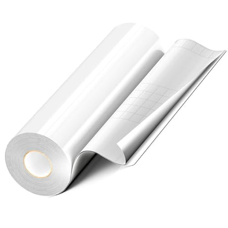 White Permanent Vinyl Roll Compatible with Cricut Silhouette, EPRCUT 12" x 50 FT Adhesive Vinyl for All Cutting Machine Cutters, Glossy Vinyl, EPRCUT
