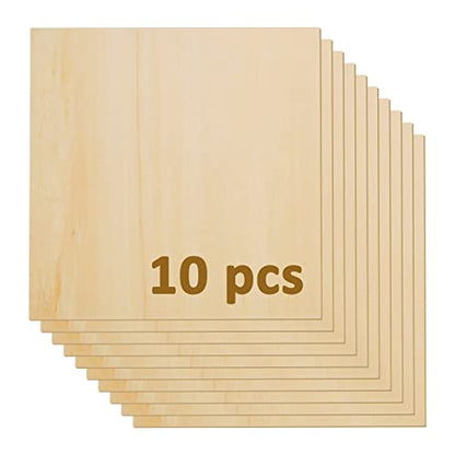 OUYZGIA 10 Pcs Plywood Basswood Sheets 11”x11”x1/8” 3mm Plywood Board for Laser Cutting Engraving Crafts, Unfinished Wood Sheets for DIY Painting - WoodArtSupply