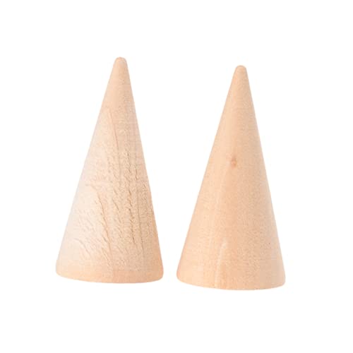 VILLCASE 30 Pcs Miniature Holder Cone Wood Mini Monitor Wood Am Ornament Jewelry Holder Stand Wood Decorative Peg Miniature Paint DIY Craft Cone VILLCASE