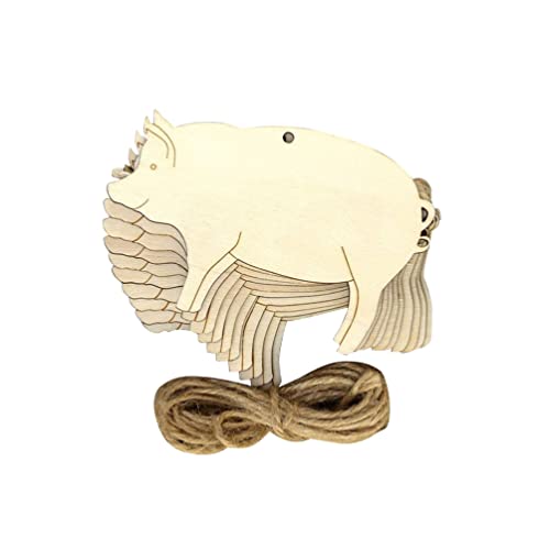 ABOOFAN 10pcs Blank Pigs Chips Wood Label Tags Wood Pigs Slices Deer Out Wooden Pigs Embellishments Unfinished Wood Pigs Gift Label Home Decorations - WoodArtSupply