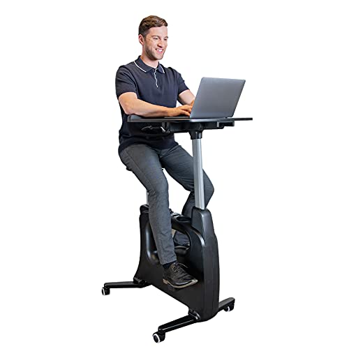 FLEXISPOT Computer Workstation Standing Desk Exercise Bike Home Office Furniture Desk -Deskcise pro（Black） - WoodArtSupply