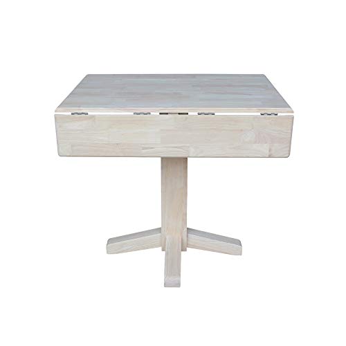 International Concepts Square Dual Drop Leaf Dining Table, 7 by 36-Inch, Unfinished IC International Concepts