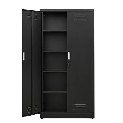 CJF 72" Metal Storage Cabinet with Adjustable Shelves, Lockable Steel Storage Cabinet for Garage, Office, Home, School