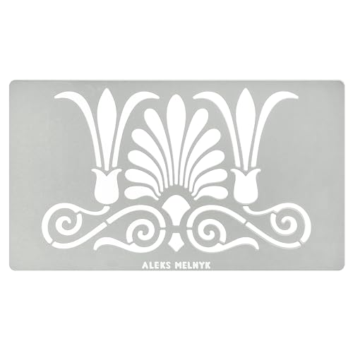 Aleks Melnyk No.335 Metal Stencil, Ancient Greek and Roman Ornament Design, Border, Palmette Motif, Patterns, Small Stencil, 1 PC, Template for Wood - WoodArtSupply