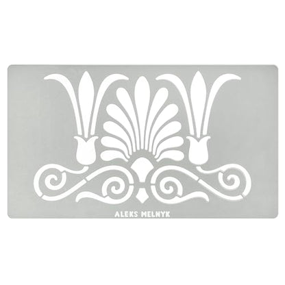 Aleks Melnyk No.335 Metal Stencil, Ancient Greek and Roman Ornament Design, Border, Palmette Motif, Patterns, Small Stencil, 1 PC, Template for Wood - WoodArtSupply