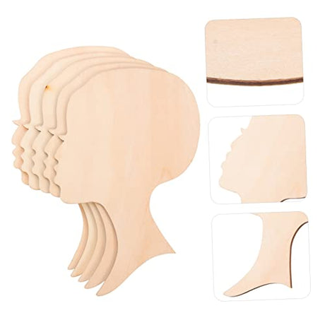 ADOCARN 10pcs Painting Wood Chips Wood Painting Crafts Doll Heads for Crafts African Girl Wooden Slices Wood Head Cutout Crafts for Women Girl Crafts ADOCARN