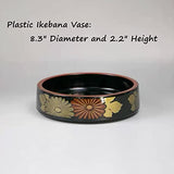 Japanese Flower Frog Ikebana Vase Kit Flower Container with 2.4" Floral Frog and 2 in 1 Kenzan Needle Straightening Tool-8.3" Plastic Ikebana Bowl Eggone