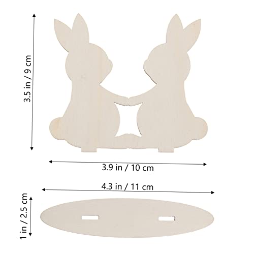 BESPORTBLE 10pcs White Rabbit Ornament Easter Unfinished Rabbit Cutouts Easter Wood Cutouts Blank Bunny Cutout Easter Wood Slice Blank Flags Wooden BESPORTBLE