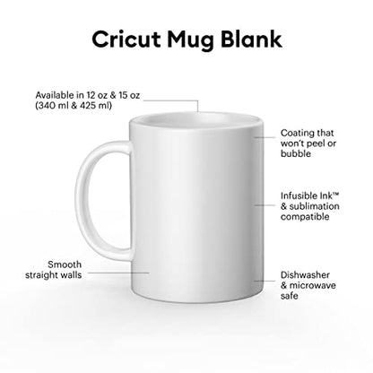 Cricut Beveled Blank, Ceramic-Coated, Dishwasher & Microwave Safe Mug to Decorate, Mug Press & Infusible Ink Compatible,12 Oz Sublimation, Ideal for - WoodArtSupply