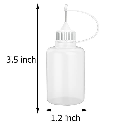 12 Pcs 1 Ounce Needle Tip Glue Bottle 30ml Plastic Dropper Bottles for Small Gluing Projects, Paper Quilling DIY Craft, Acrylic Painting, White Lid Hulless