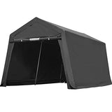 ADVANCE OUTDOOR 8X14 ft Steel Metal Peak Roof Anti-Snow Portable Garage Shelter Storage Shed Carport for Motorcycle Bike or Garden Tools with 2 Roll ADVANCE OUTDOOR