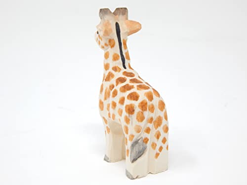 Selsela Giraffe Safari Zoo Keychain Ring Clip Charm Miniature Wood Mini Figurine Small Animal Selsela