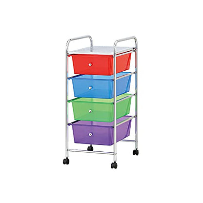 Mind Reader Rolling Cart with Drawers, Utility Cart, Craft Storage, Kitchen, Metal, 12.75"L x 15.25"W x 30"H, Multi-color - WoodArtSupply