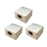 VILLCASE 3 Pcs square wooden chest wooden case with unfinished chest jewelry organizer tray wood Treasure Chest square wood case memory chest lock VILLCASE