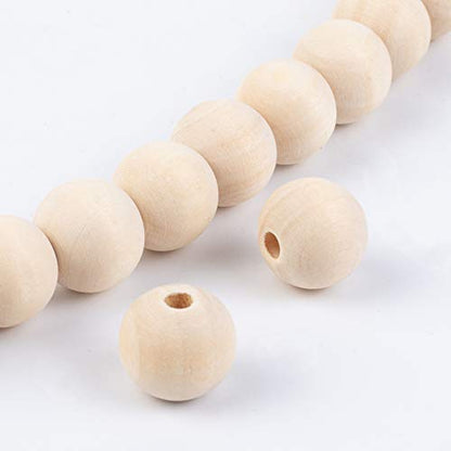 PH PandaHall 740pcs 16mm Natural Wood Beads Round Wood Beads with 3mm Hole Large Wooden Beads Wooden Loose Beads Wooden Spacer Beads for Crafts DIY