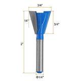 HARFINGTON Dovetail Router Bit 1/4" Shank 3/4" Dia Tungsten Carbide 14 Degree Dovetail Joint Joinery Bit for Drawer Cabinet Box Joints Making HARFINGTON