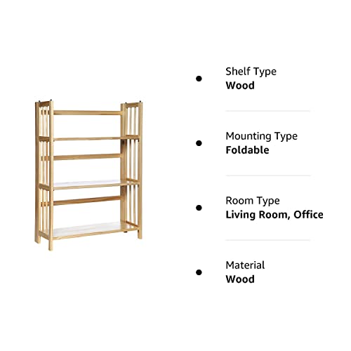 Casual Home 3-Shelf Folding Stackable Bookcase (27.5" Wide)-Natural Casual Home