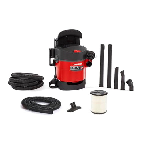CRAFTSMAN CMXEVBE17925 5 Gallon 5.0 Peak HP Wet/Dry Wall Vac, Wall-Mounted Shop Vacuum with Attachments Craftsman