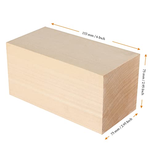 MUKCHAP 6 Pack Basswood Block, 6 x 3 x 3 Inch Basswood Carving Blocks, Large Unfinished Soft Wood Blocks for Crafts Carving and Whittling MUKCHAP