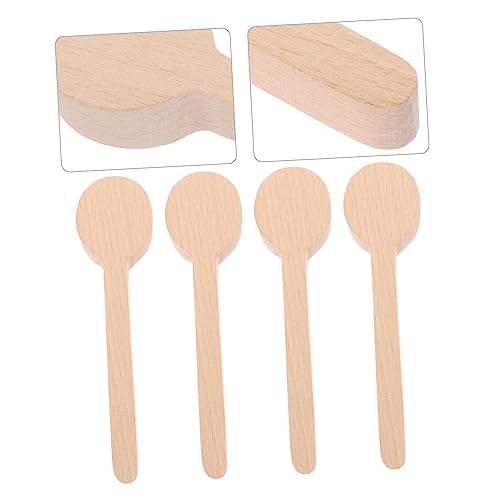 VILLCASE 4pcs Unfinished Wooden Spoon Coffee Spoon Sugar Spoon Wooden Craft Kit for Whittler Starter Wood Carving Spoon Blanks Wooden Spoon for VILLCASE