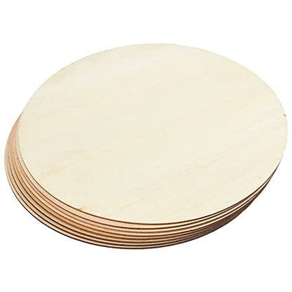 Unfinished Wood Round Circle Cutouts, 12 Inch Wooden Discs for Crafts, Projects, Wood Burning, Painting, Decor (8 Pack)