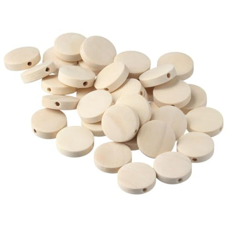 hobbyhub 200Pcs Flat Round Wooden Beads, 15mm Natural Unfinished Wooden Coin Spacer Beads Wooden Circle Coin Loose Beads for Jewelry Making hobbyhub