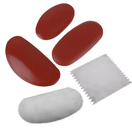 Feqsky 5Pcs Ceramic Tools, Steel Serrated Scraper Pottery Clay Silicone Scraper for Polymer Clay Scraper Pottery Tools Scraper Crafts Kit Feqsky