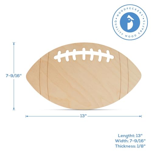 Wooden Football Cutouts 13-inch, Pack of 2 Unfinished Football Signs for Crafts, Lockers, & Football Party Décor, by Woodpeckers Woodpeckers