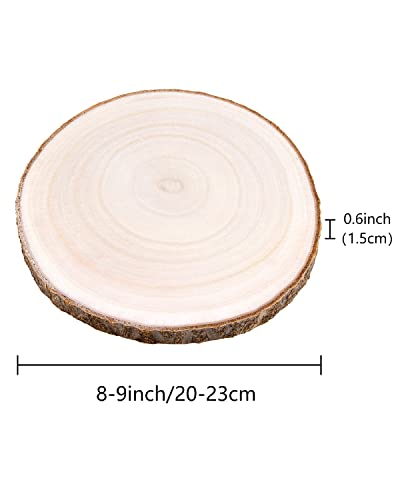 Pllieay 8Pcs 8-9 Inch Wood Slices, Natural Wood Slices for Centerpieces Large Unfinished Round Wood Pieces for Ornaments, Wood Circles for Wedding,
