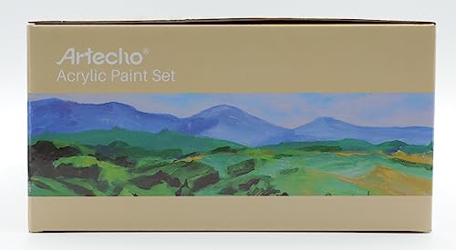 Artecho Acrylic Paint Set 48 Colors 2oz/59ml, Art Craft Paint for Art Supplies, Paint for Canvas, Rocks, Wood, Fabric and Ceramic, Non Toxic Paint Artecho