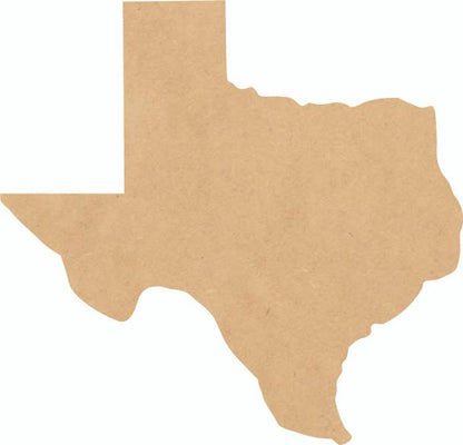 Texas Wood State 22" Shape, Unfinished MDF Craft State Cutout, DIY 1/4"