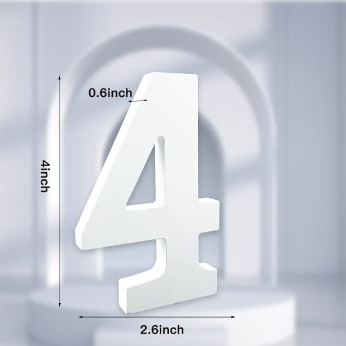 AOCEAN 4 Inch White Wood Numbers Unfinished Wood Numbers for Wall Decor Decorative Standing Numbers Slices Sign Board Decoration for Craft Home Party - WoodArtSupply