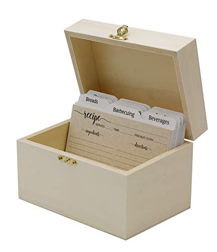 Creative Hobbies® Ready to Decorate Wooden Recipe Box with Hinged Lid and Front Clasp - Make Your Own Gift, Jewelry, Photo Box Creative Hobbies