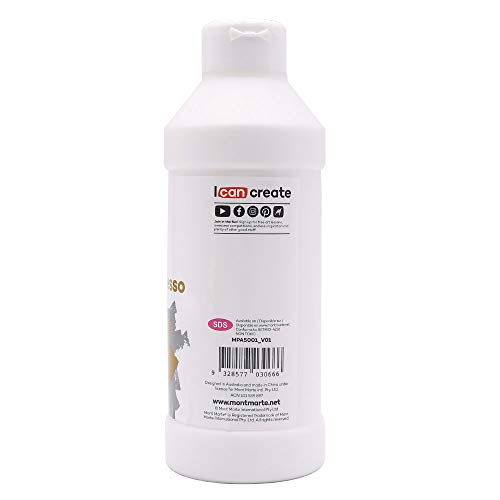 MONT MARTE Premium White Texture Gesso 16.9oz (500ml), Suitable for Acrylic Paint, Oil Paint, Color Pencils, Pastels, Graphite and Charcoal MONT MARTE