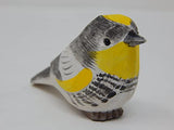 Selsela Yellow Rumped Warbler Wood Figurine Statue Myrtle Bird Miniature Handmade Art Craft Carve Small Animal Selsela
