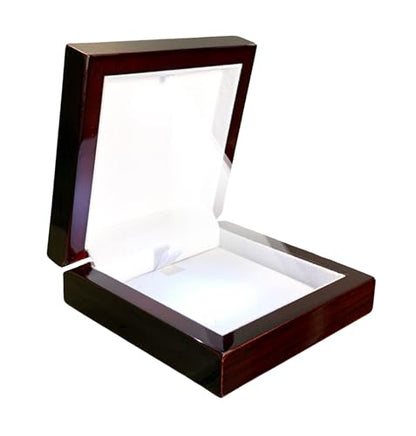 Wooden Jewelry Box with LED Light, 4 x 4 x 1.5 Inches Empty Wood Case Necklace Gift Box for DIY Craft Hobbies Men Women Him Her Occasions (1,