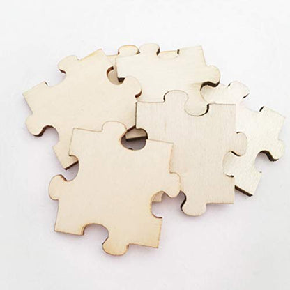 Puzzle Wood Slices, Unfinished Wood DIY Craft Cutout (2inch/50mm 100pcs)