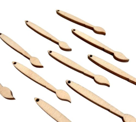 ALL SIZES BULK (12pc to 100pc) Unfinished Wood Laser Cutout Paint Brush Dangle Earring Jewelry Blanks Shape Crafts Made in Texas Texan Wood Crafts