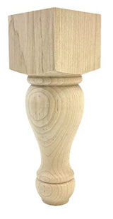 Linwood Maple Wood Furniture Feet - 8" Tall x 2 3/4" Wide - Unfinished Wooden Feet for Dressers, Beds, Sofas, Chairs, and Kitchen Cabinets - (Set of Highland Manor Wood Products