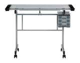 Studio Designs Vision Craft and Drawing Station - 35.5" W by 23.75" D Silver-Blue Glass Top Drafting Table with Pencil Drawers, Side Trays, & SD Studio Designs